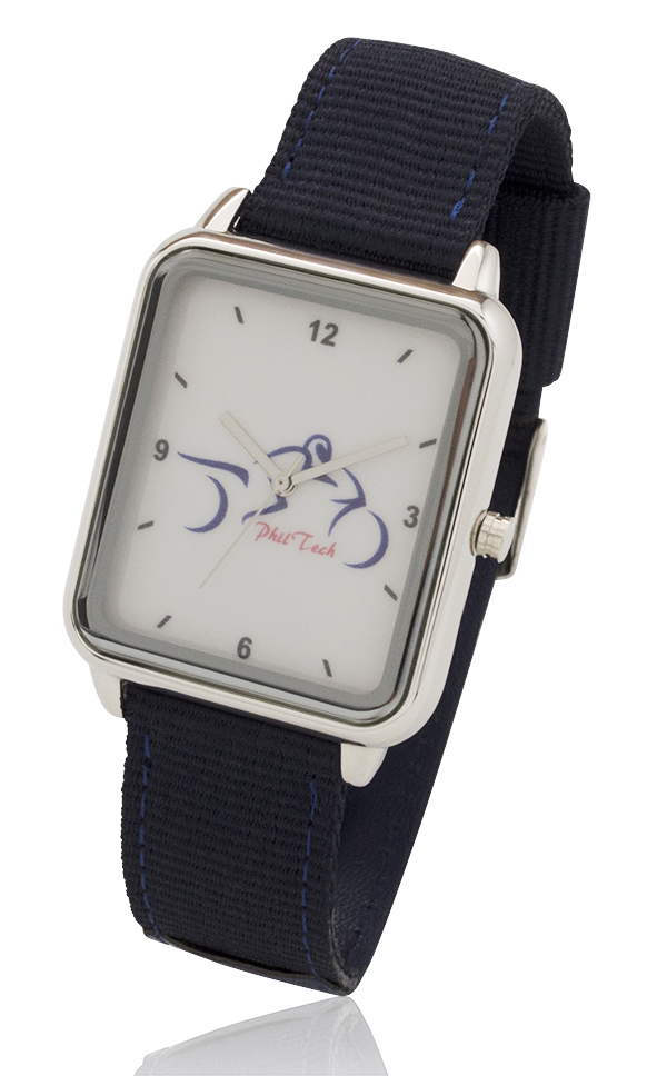 New Big Dial Rectangle Watch with Navy Blue Nylon & Leather Straps